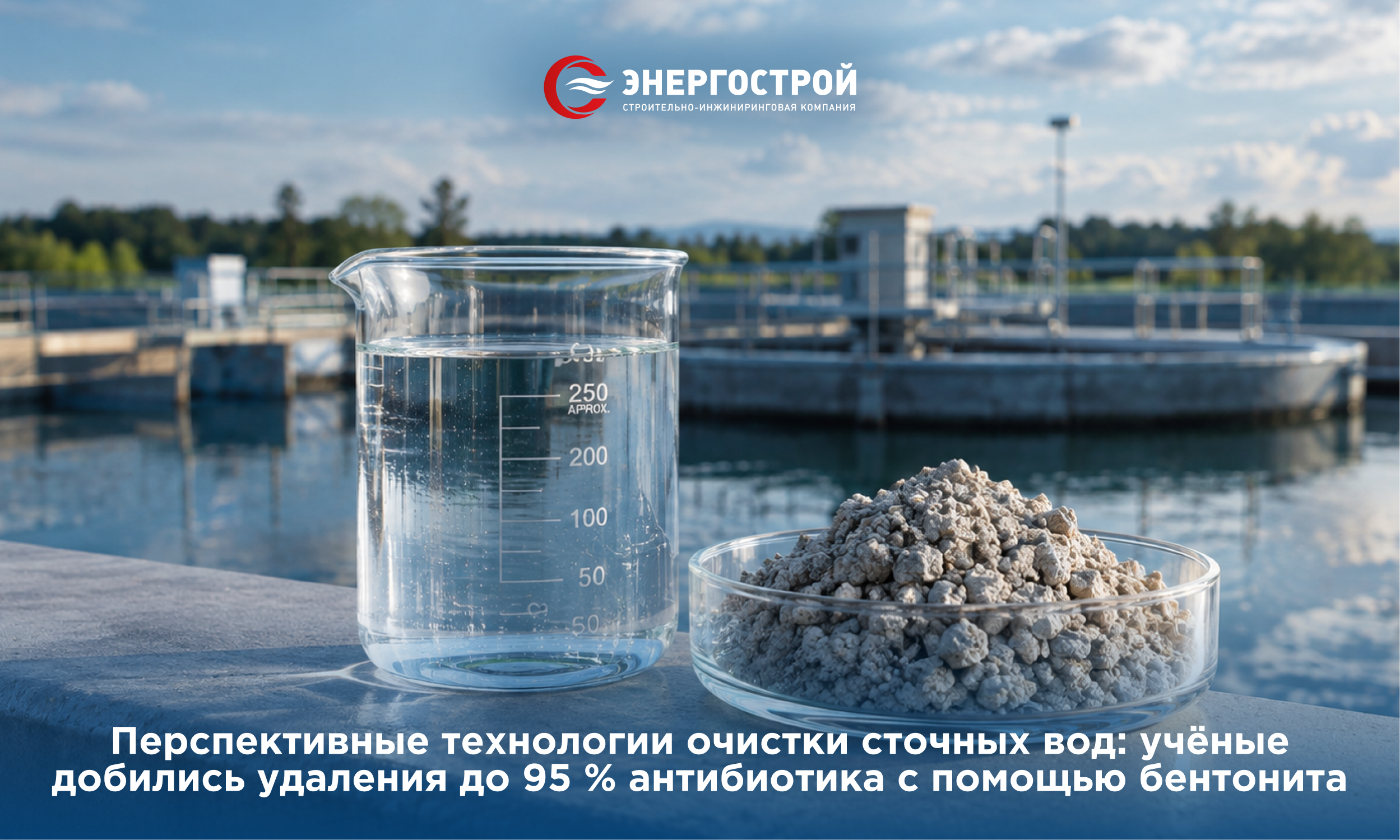 Перспективные технологии очистки сточных вод: учёные добились удаления до 95 % антибиотика с помощью бентонита