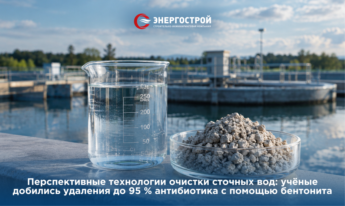 Перспективные технологии очистки сточных вод: учёные добились удаления до 95 % антибиотика с помощью бентонита